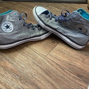 Silver converse high tops